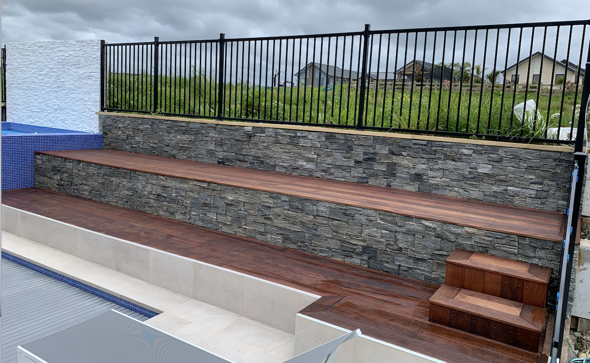 Custom multi level pool boardwalk